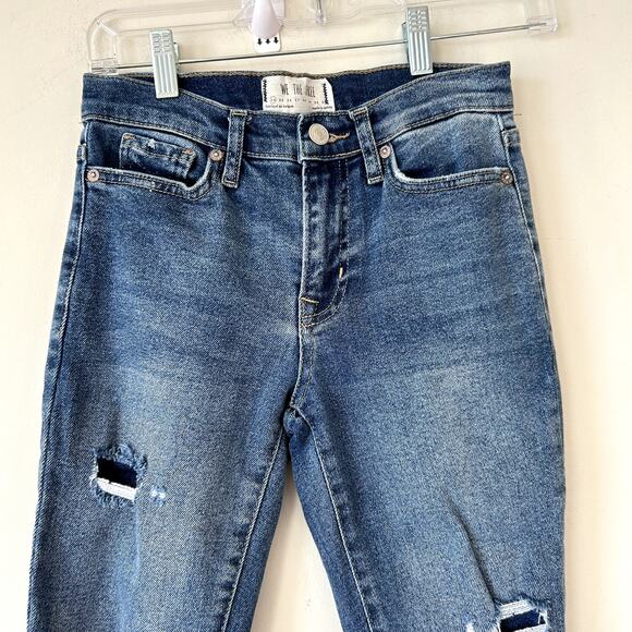 We the Free People Jeans Size 24 Sabrina Super Skinny Distressed Raw Hem Denim - Picture 2 of 7